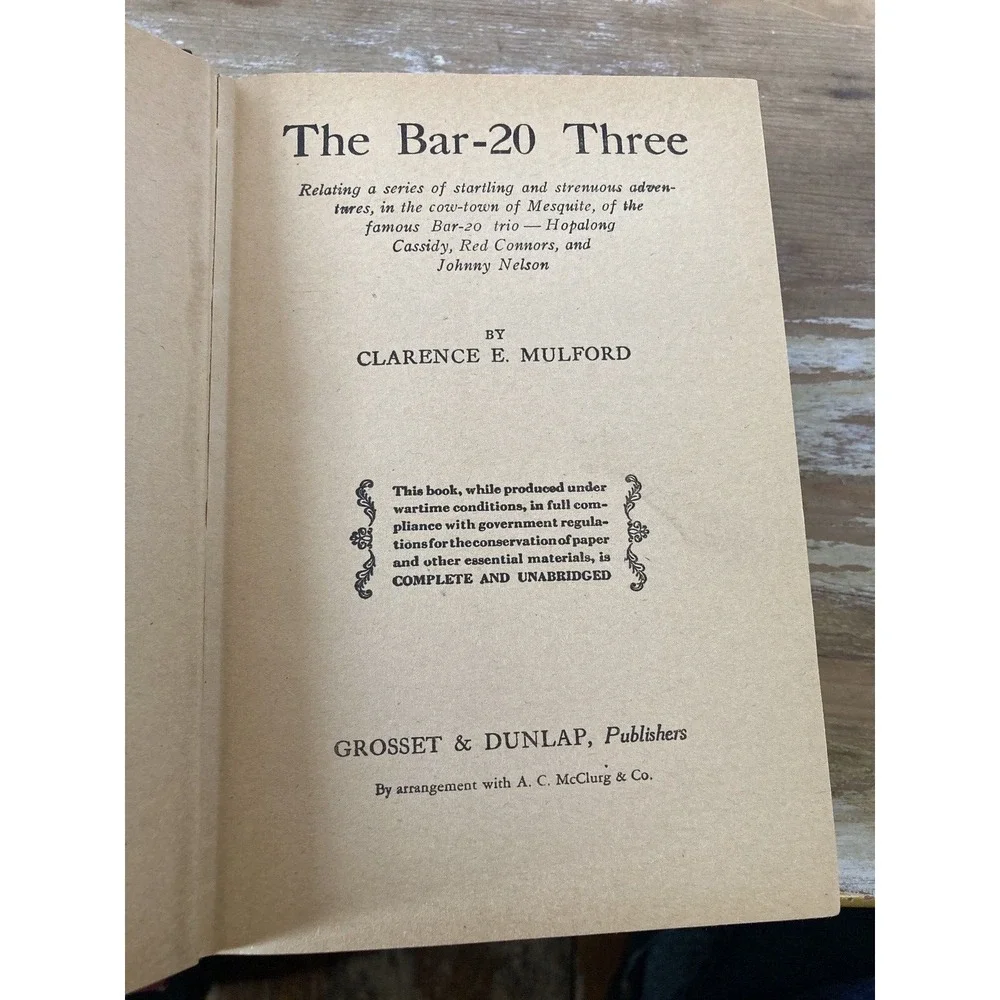 Vintage HCDJ Western themed books The Bar 20 Three + Thirsty Range Mann 1940's